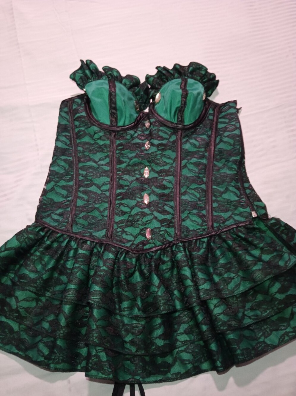 Green and Black Lace Overlay Party Dress for Girls